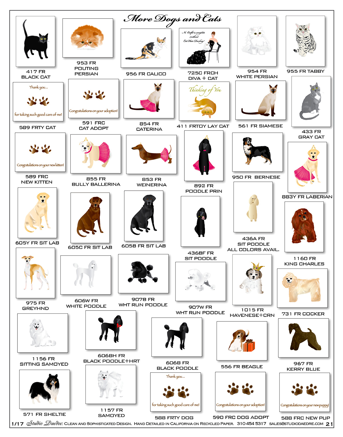 Handmade dog notecards and handmade cat note cards